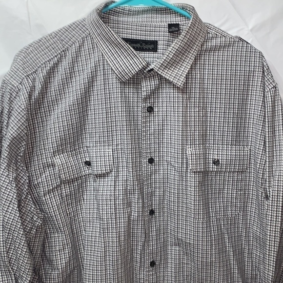 KENNETH Roberts White w/ Gray &Black Stripe Button Up long sleeve Size XL - Picture 2 of 4
